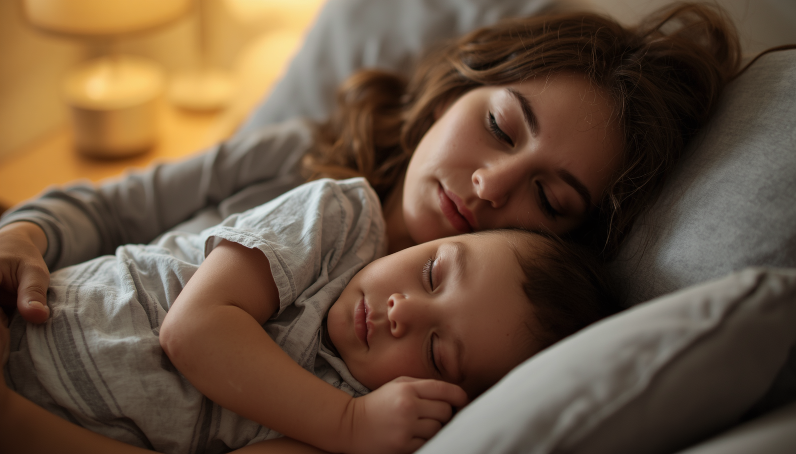 Happy Texas mom with peacefully sleeping toddler after 25-second bath therapy success